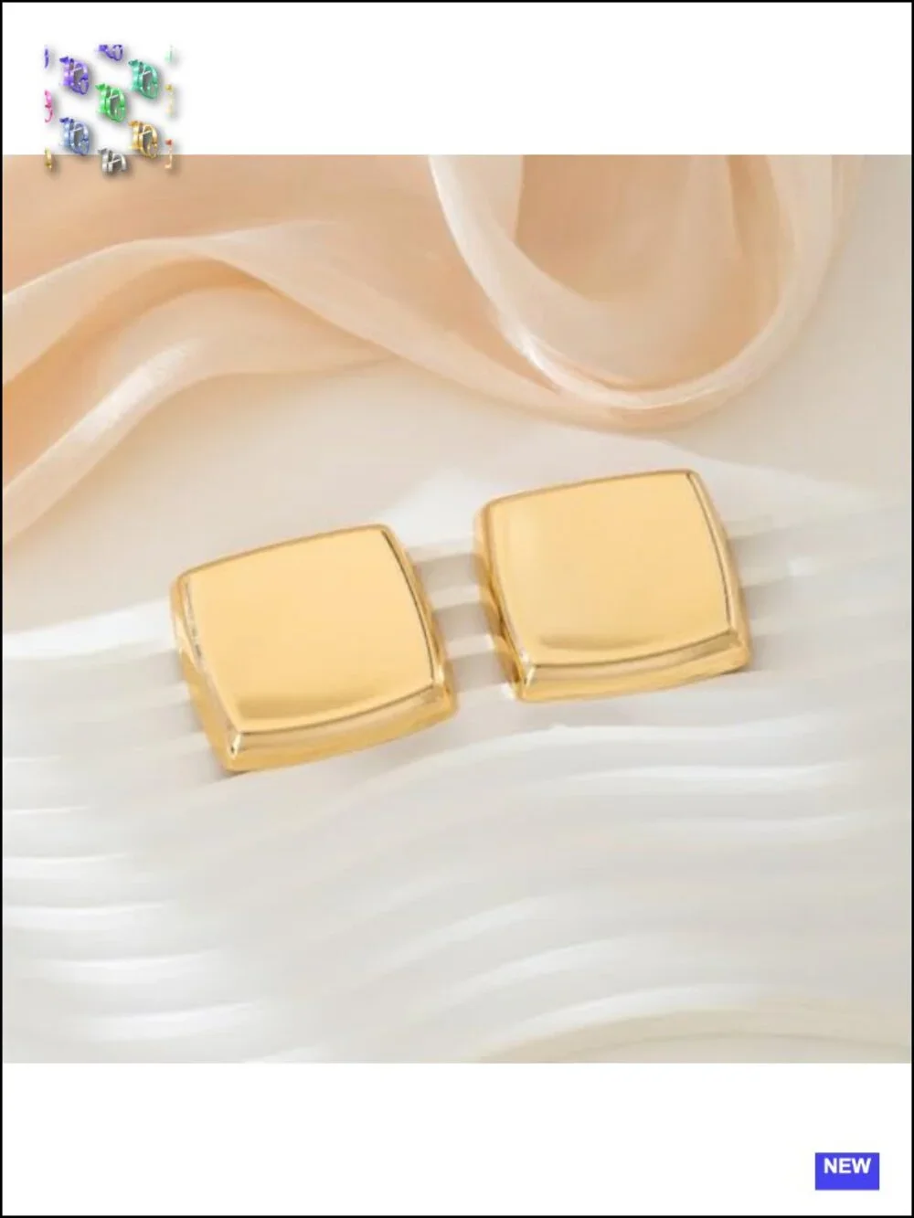 Chunky Geometric Statement Stud Earrings, Hypoallergenic Metal
